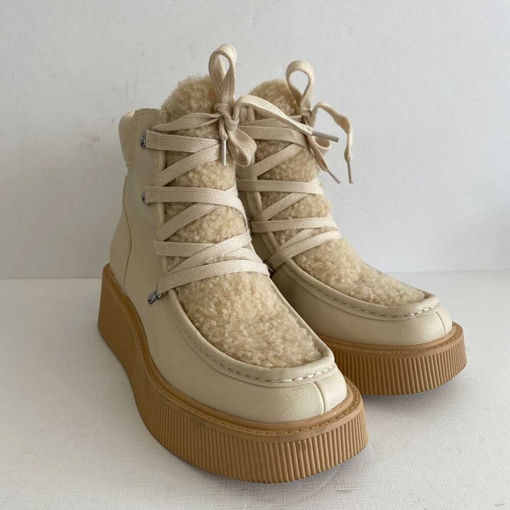 Dolce Vita Jasmin Boots Ivory Stella Womens 6.5 Faux Fur Sherpa